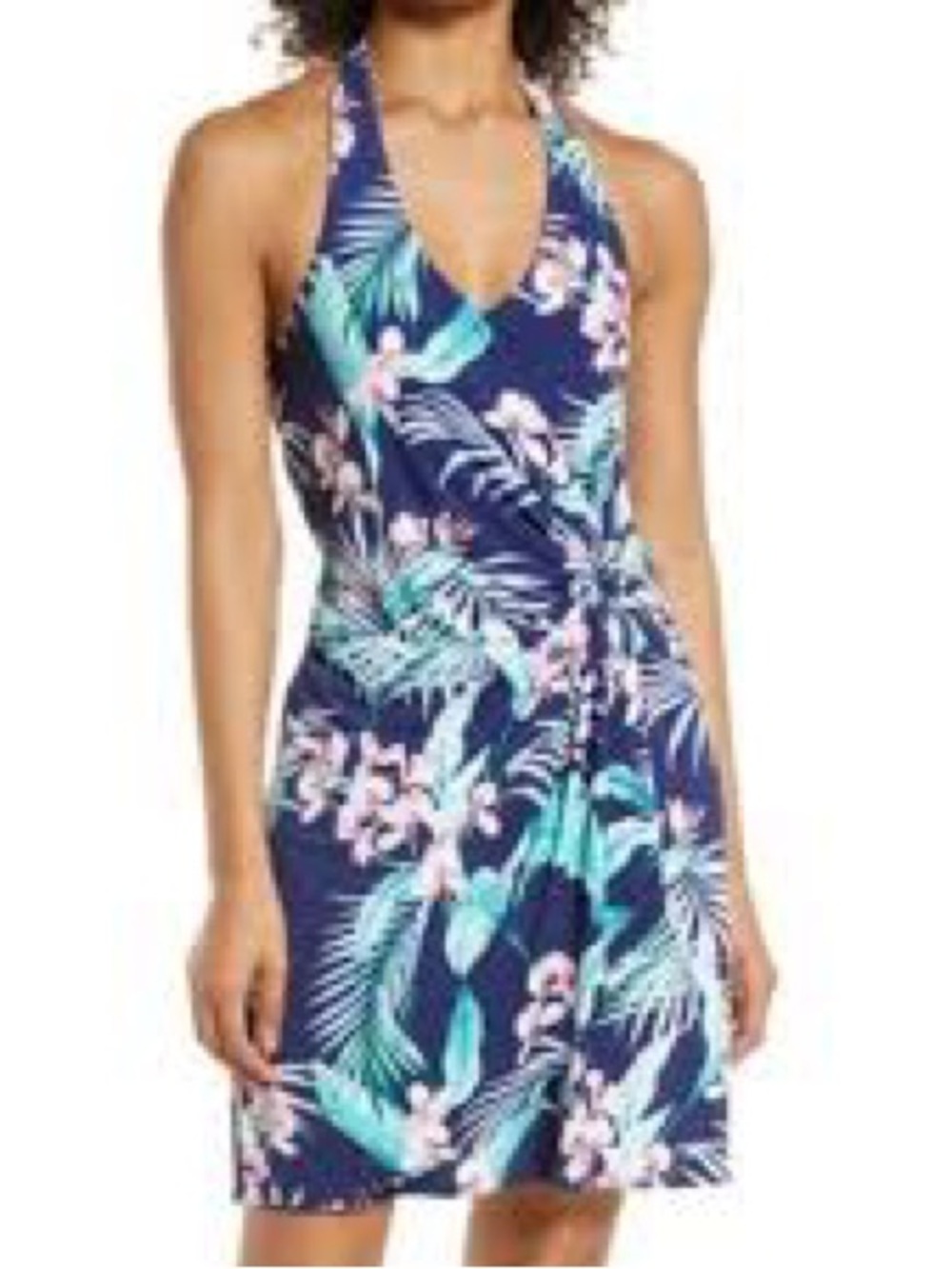 NWT Tommy Bahama Clara Atlantic Orchid Faux Wrap Halter Mini Dress